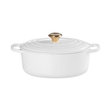 Cast Iron Oval Casserole, 29cm, White