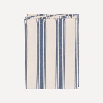 Sea Stripe Hand Made Tablecloth 145 x 200cm, Blue / White