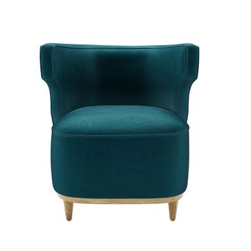 Edie Armchair, Deep Turquoise Cotton Matt Velvet