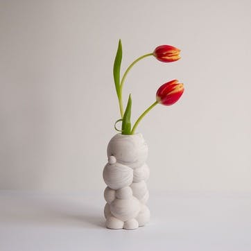 Bud Vase Molecule H18.5cm, White Marble