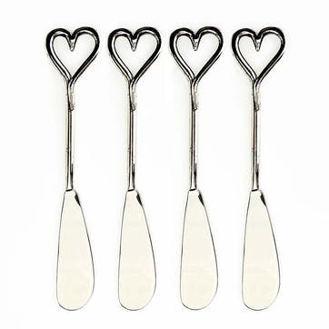 Love Heart Set of 4 Butter Knives L15cm, Silver