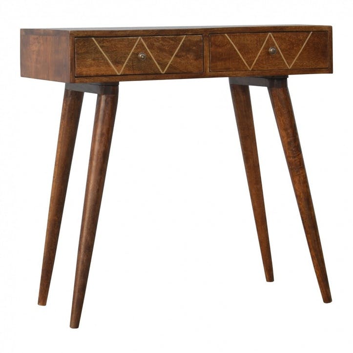 Brass Inlay Chestnut Console Table