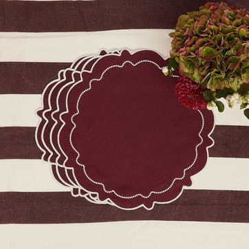 Abigail Set of 4 Placemats, D40cm, Burgandy