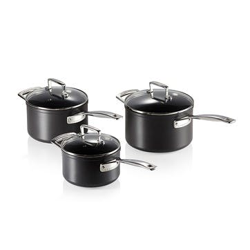 Toughened Non-Stick 3 Piece Saucepan Set