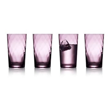 Vienna Set of 4 Highball Glasses, 450ml, Purple