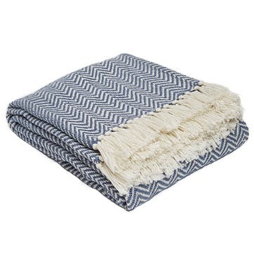 Herringbone Blanket 250cm x 130cm, Navy