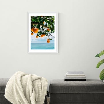 Bethany Young Amalfi Coast Oranges Print A2, White Frame