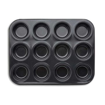 Precision Plus 12 Hole Deep Muffin Tin , Black