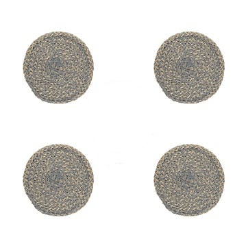 Jute Set of 4 Coasters D10cm, Gull Grey