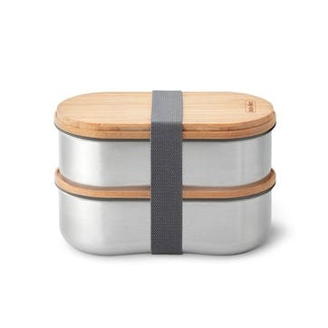 Stainless Steel Double Bento Box 1000ml, Natural/Silver