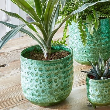 Reactive Glaze Planter D18cm, Green