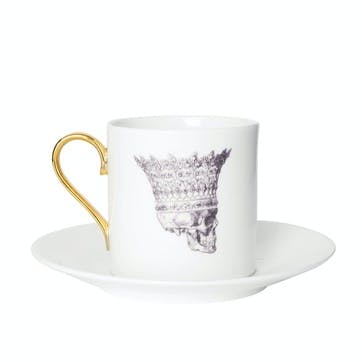 Rock and Roll Skull in Crown Espresso Cup & Saucer