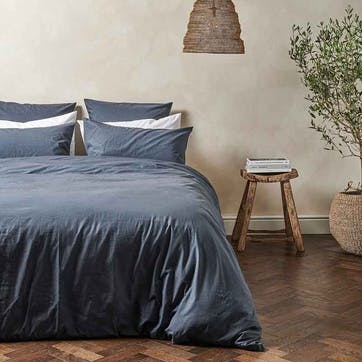 Relaxed Cotton Double Duvet Cover, Ink