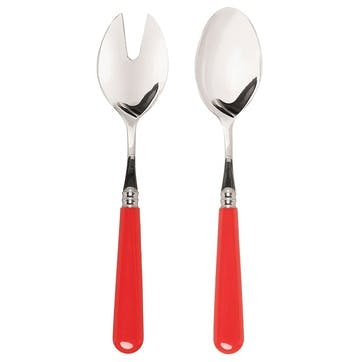 Salad Server Set, Classic Red