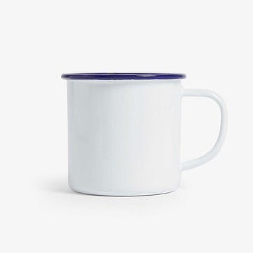 Mug; White with Blue Rim