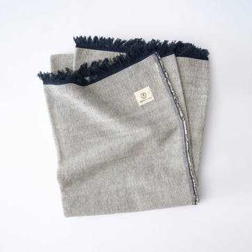 Organic Cotton Chambray Yoga Blanket 230 x 150cm, Navy