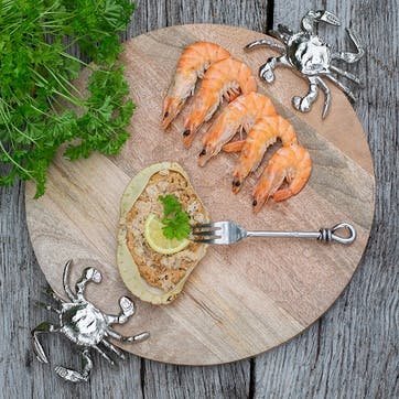 Seashore Serving Board with Crab Design D26cm, Wood