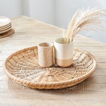 Rattan Round Tray D43cm, Natural