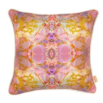 Square linen cushion, W49 x L49 cm, Susi Bellamy, Tapestry kaleidoscope, Purple