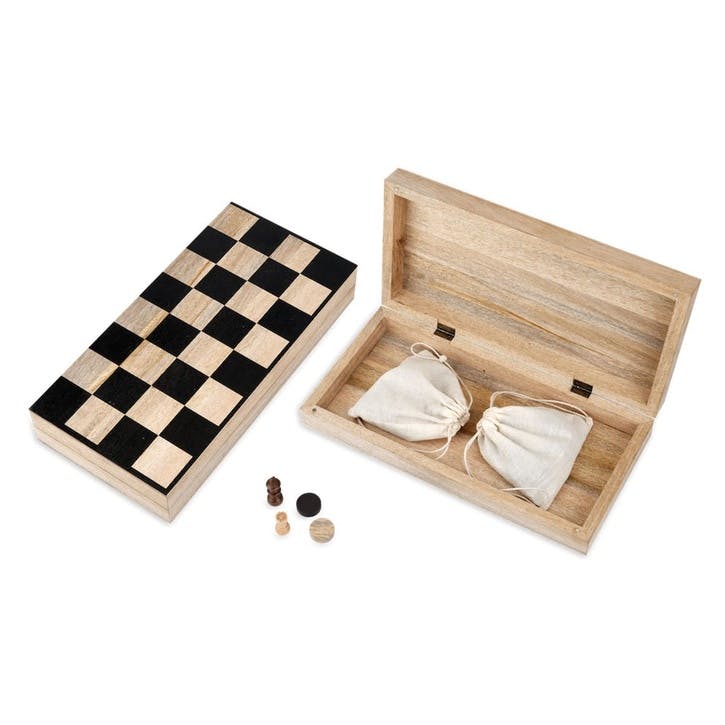 Mango Wood Chess & Draughts Set
