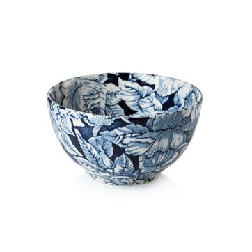 Ink Blue Hibiscus Large footed bowl, Dia2.7cm, navy blue/white