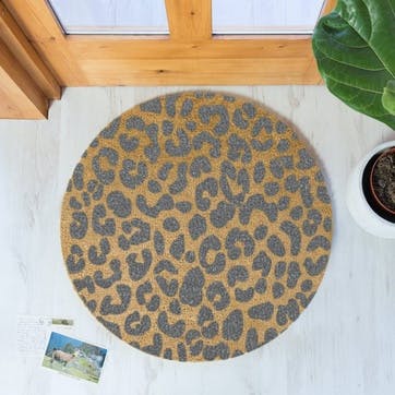 Leopard Circle Doormat, Grey