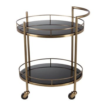 Luxe Marble Two Tier Bar Trolley H79cm , Black
