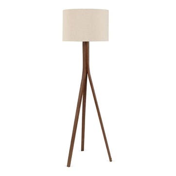 Baxter Wooden Floor Lamp with Shade H152cm, Dark Wood