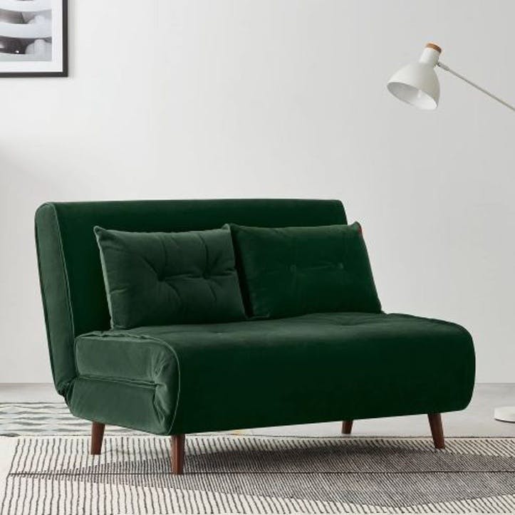 Haru Sofa Bed - Double; Pine Green Velvet
