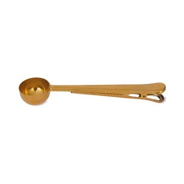 Brompton Coffee Scoop with Clip, Brass Finish