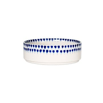 Indigo Drop Ceramic Pet Bowl D12cm, Cream