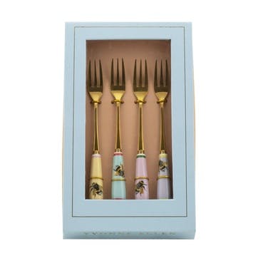 Bees Set of 4 Cake Forks, , Pastel