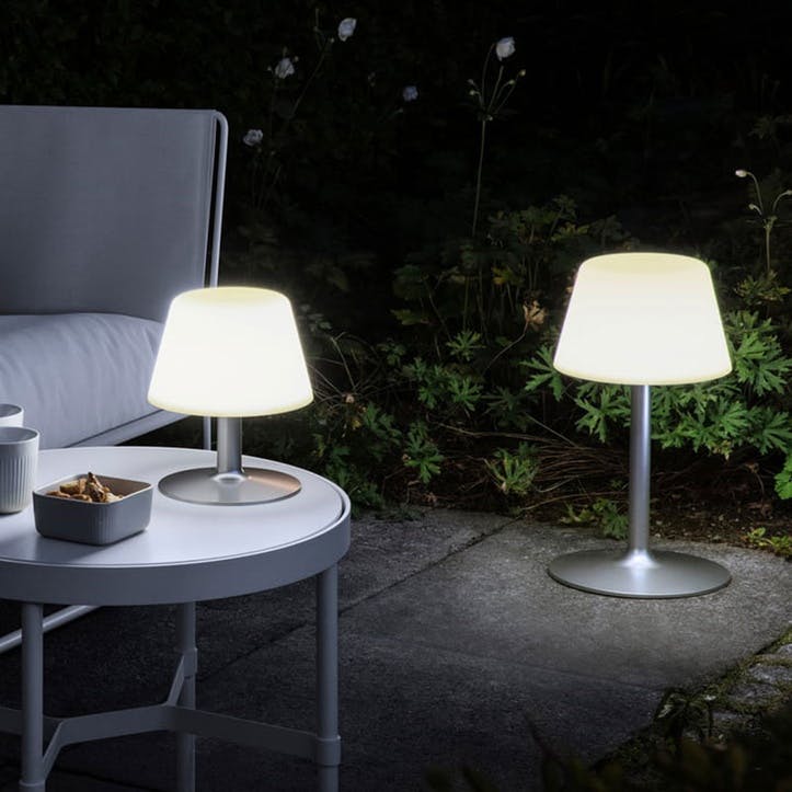 Sun Light Garden Table Lamp, H15cm White/Silver