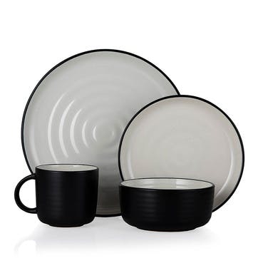 Cascade 16 Piece Dinnerware Set , Black