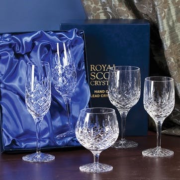 Pair of brandy glasses, Royal Scot Crystal, London