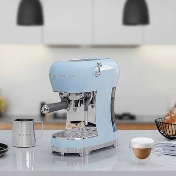 50's Style Espresso Coffee Machine, Pastel Blue