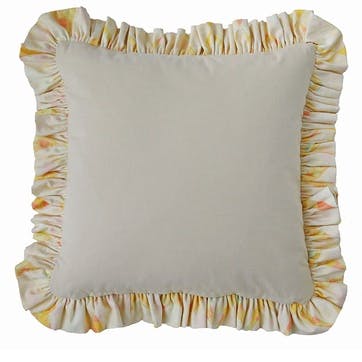 Ruffled Candy Cotton Cushion, 54 x 54cm, Marbled Sunflower