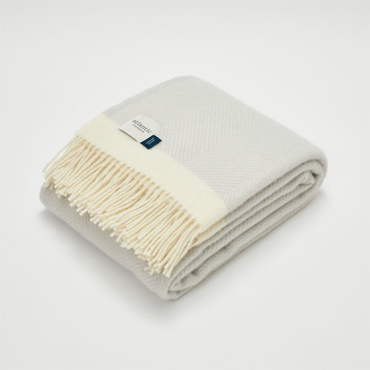 Herringbone Blanket, 130 x 250cm, Gull Grey/Cream