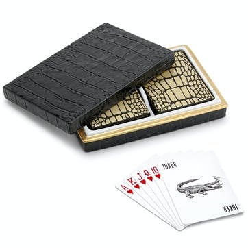 Two Decks Playing Cards with Crocodile Box