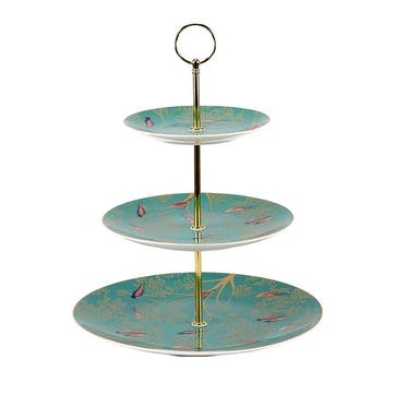 3 tier cake stand, Sara Miller London, Chelsea Collection, turquoise