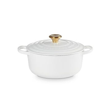 Cast Iron Round Casserole, 20cm, White