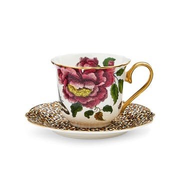 Tea Cup & Saucer Fluted, Floral