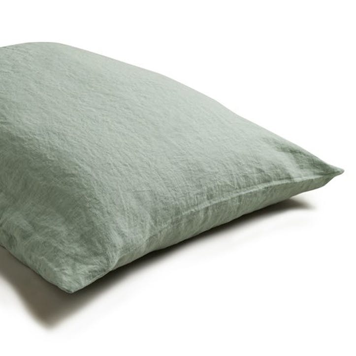 Sage Green Linen Pair of Pillowcases, Standard