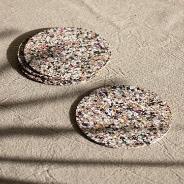 Beach Clean Set of 4 Coasters D9cm, Multi