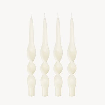 Swirl Set of 4 Dinner Candles H28cm, Ivory