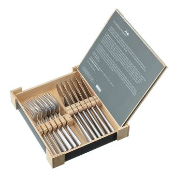 12 piece steak set in wooden giftbox, Charingworth Cutlery, Mimosa, satin