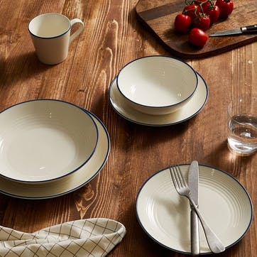 Gordon Ramsay Maze Denim Line 16 Piece Dinnerware Set , White