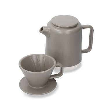 Seville Ceramic Pour Over Coffee Set 800ml, Latte