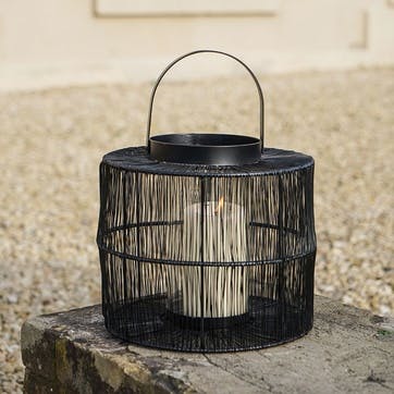 Portofino Wirework Lantern with Glass Insert H22cm, Black