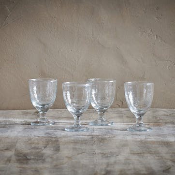Yala, Hammered Wine Glass, Set of 4, Clear